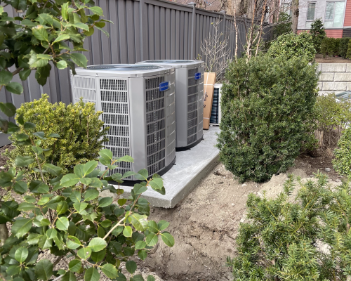 Heat pump condensers for the office space renovation installed